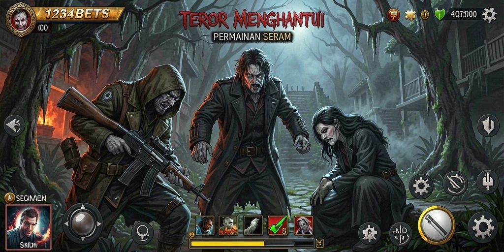 Screenshot menampilkan atmosfer menyeramkan dalam game 1234BETS.