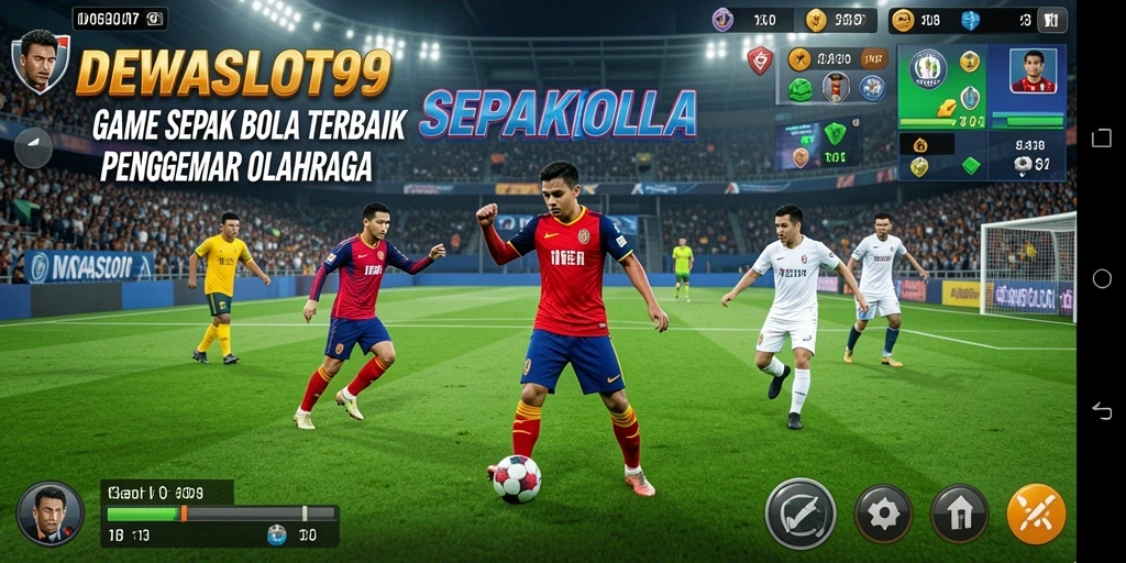 Tampilan gameplay mendebarkan dari DEWASLOT99 dengan aksi sepak bola yang intens.