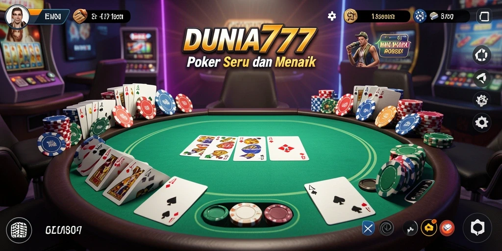 Tampilan menarik dari gameplay Poker di DUNIA777.