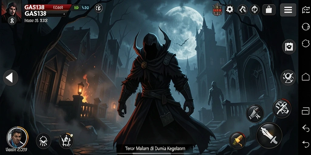 Screenshot menampilkan gameplay menyeramkan dari GAS138 dengan kegelapan yang mencekam.