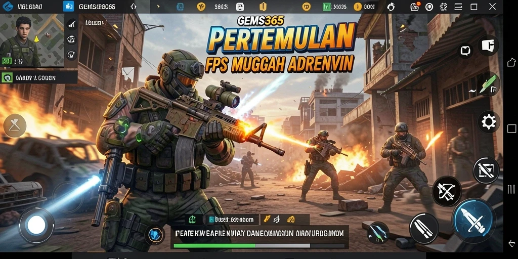 Gameplay seru GEMS365 di medan perang FPS.