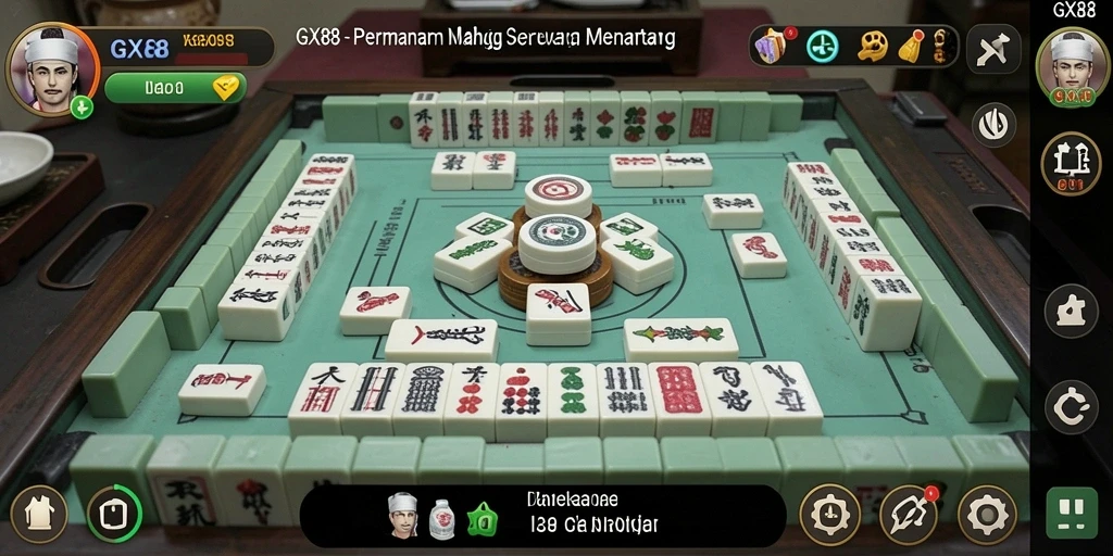 Screenshot gameplay GX88 yang menunjukkan tantangan Mahjong.