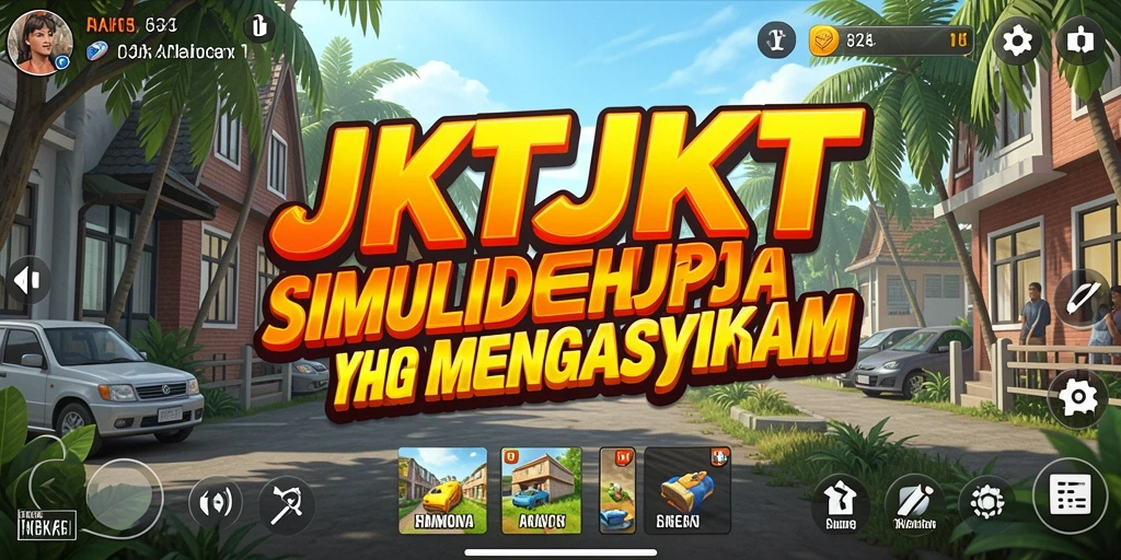 Tampilan gameplay JKTJKT dengan simulasi kehidupan yang mendetail.