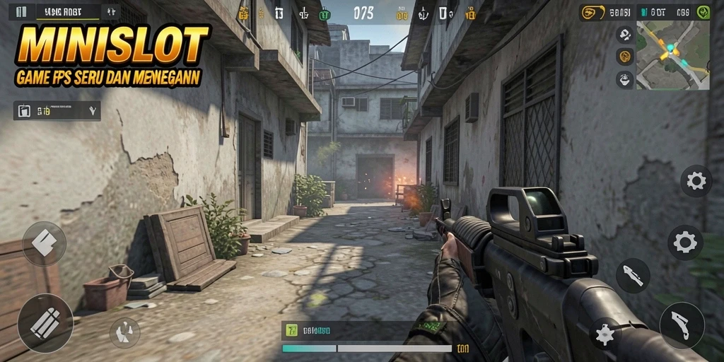 Tampilan gameplay seru di MINISLOT dengan aksi tembak-menembak.