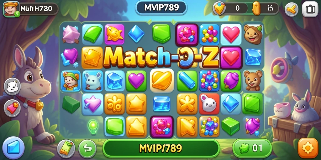 Tampilan screenshot utama MVP789 dengan gameplay Match-3 yang seru.