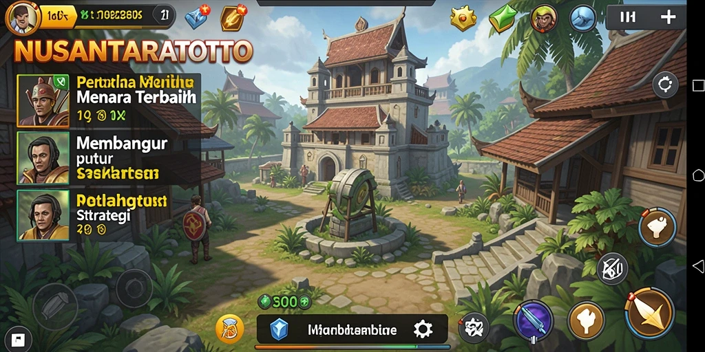 Screenshot gameplay NUSANTARATOTO dengan menara yang strategis.