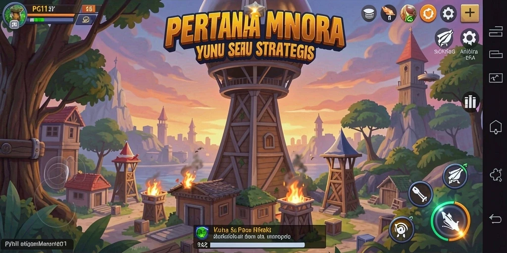 Screenshot PG11 menampilkan serangan dan pertahanan menara yang seru.