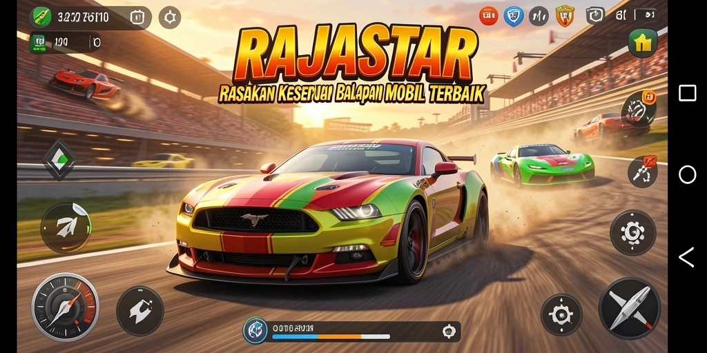 Gameplay mendebarkan dalam balapan mobil RAJASTAR.