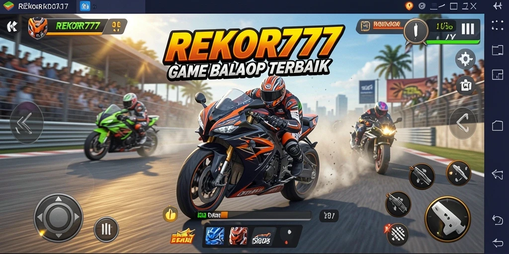 Screenshot gameplay REKOR777 yang menampilkan aksi balap motor yang seru.