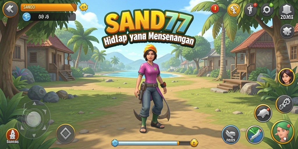 Tampilan gameplay SAND77 yang menggambarkan interaksi dan kreativitas pemain.