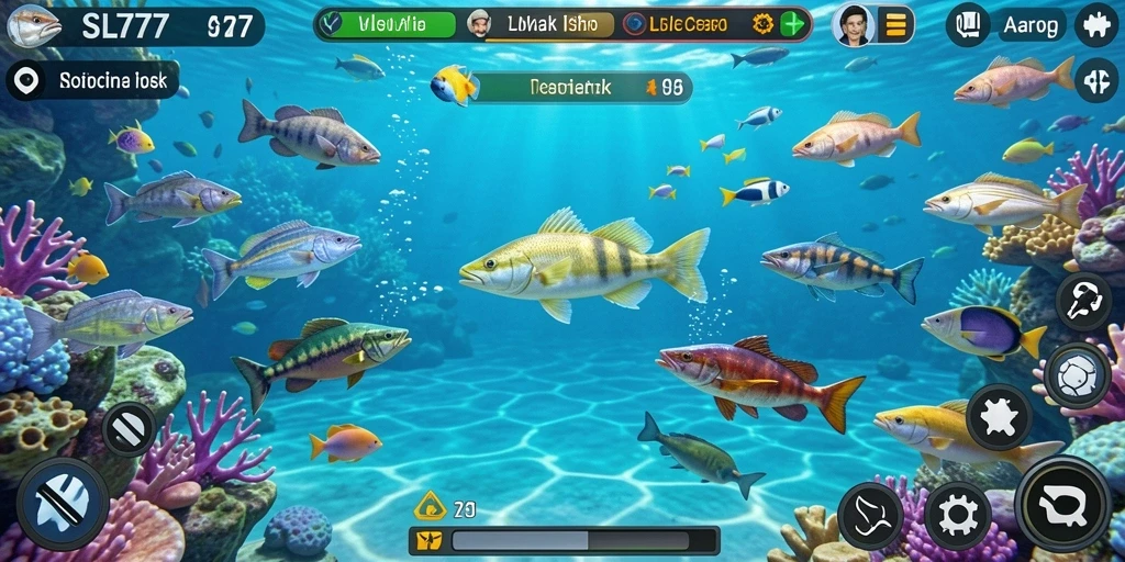 Screenshot gameplay SL777 yang menampilkan serunya menembak ikan.