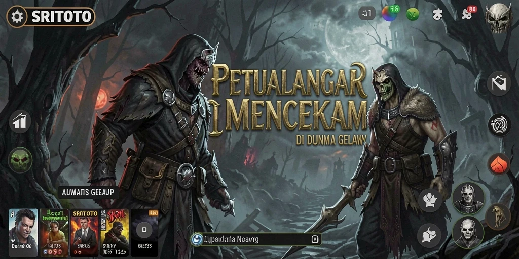 Tampilan menegangkan gameplay SRITOTO dengan makhluk menyeramkan.