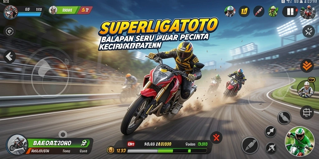 Tampilan layar balapan seru di SUPERLIGATOTO.