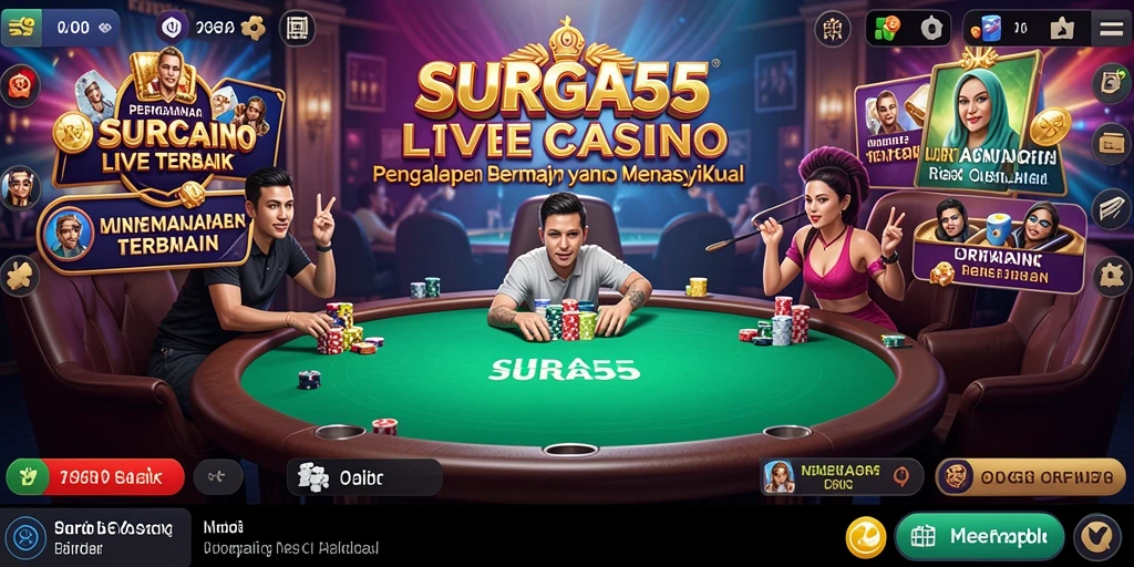 Screenshot utama SURGA55 menampilkan suasana permainan Live Casino yang menarik.